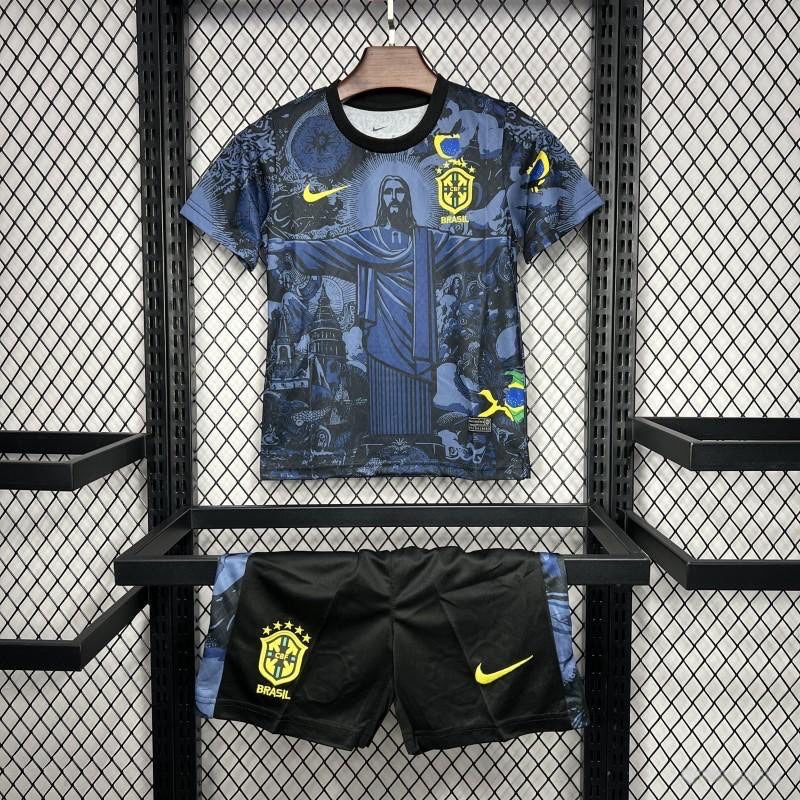 Brazil โJesusโ Blue Limited Jersey Kids Size
