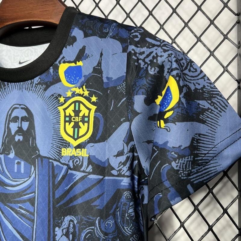 Brazil โJesusโ Blue Limited Jersey Kids Size