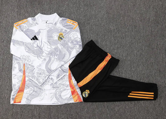 24/25 Real Madrid "Shadow Dragon" White - Orange Tracksuit