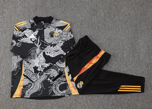 24/25 Real Madrid "Shadow Dragon" Black-Gold Tracksuit