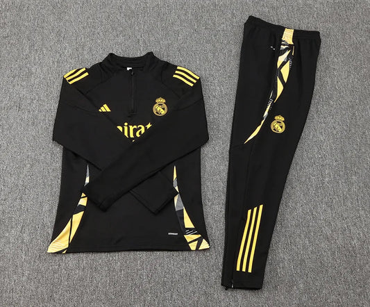 24/25 Real Madrid Black-Gold Training Tracksuit