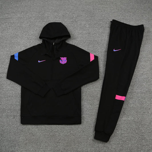 21/22 Barcelona Black Tracksuit (Hooded)