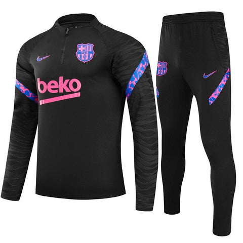 21/22 Barcelona 1/4 Zip Tracksuit Black Edition